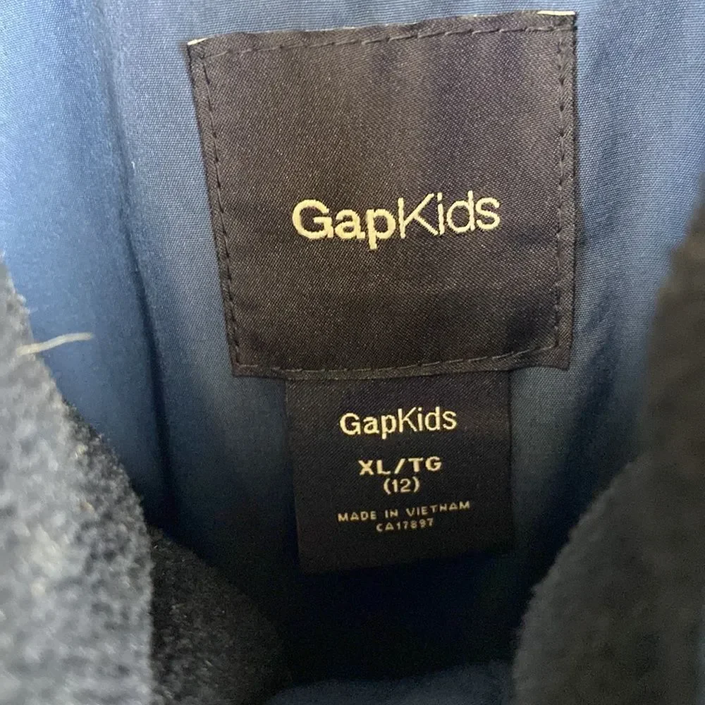 GapKids Coat Jacket Size XL 12 Blue Quilted Long Pockets
